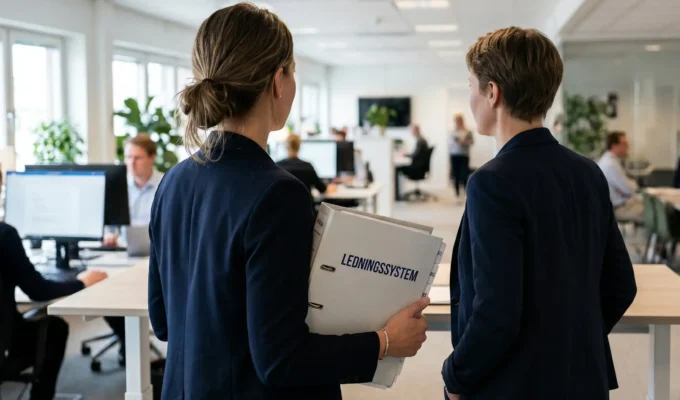 Kollegor som diskuterar ledningssystem